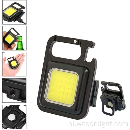 Wason 2022 Nieuwe Type-C oplaadbare Super Mini Handy Pocket Cob LED Working Light Backpack Hangende Torch Light met flesopener